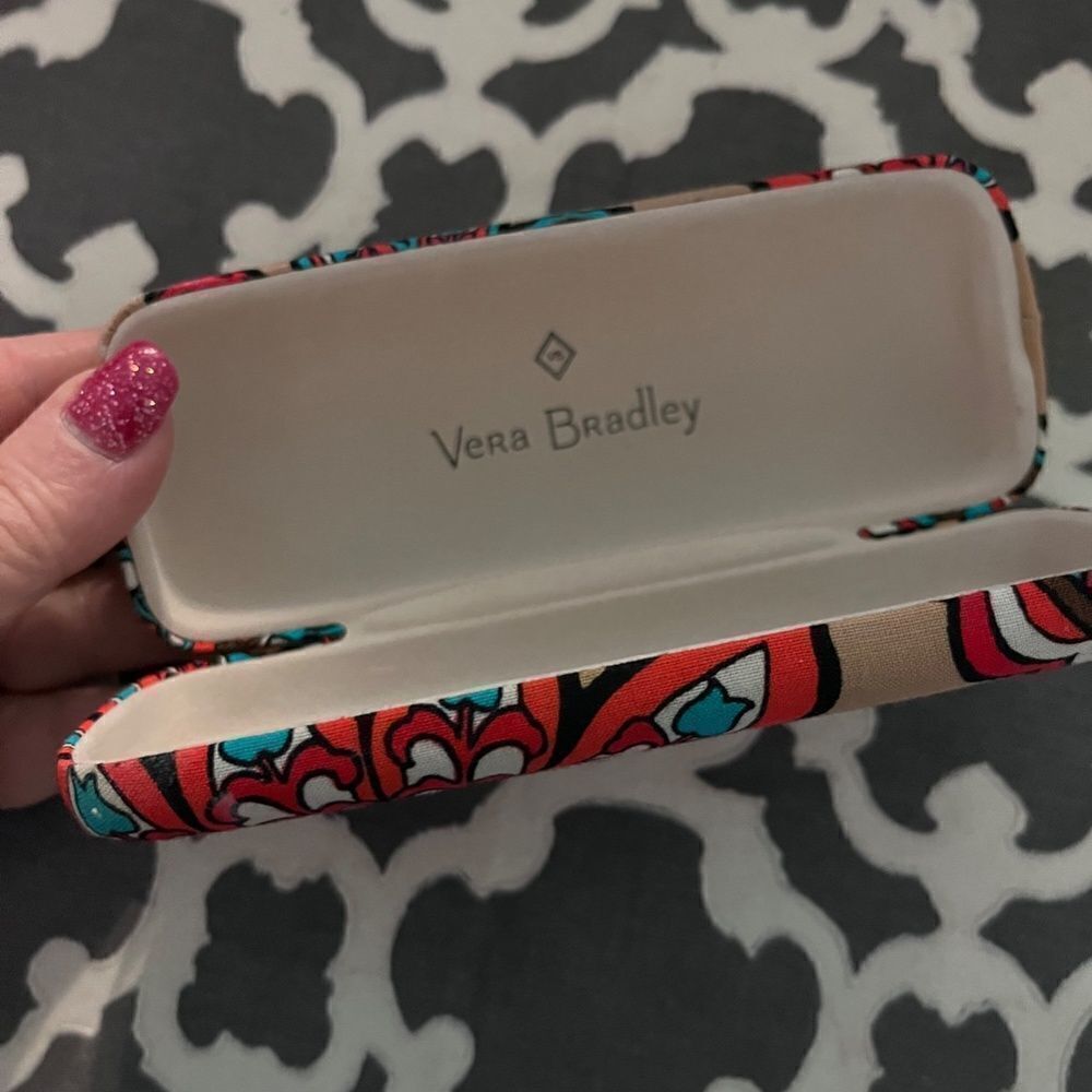 Vera Bradley Glasses Case Floral Brown Blue Red Like NEW - Picture 2 of 8